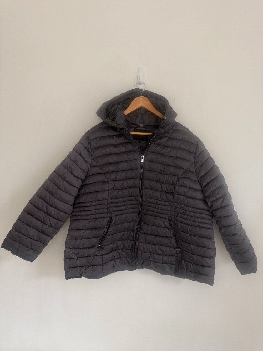 Laura Plus Women Purple Hooded Long Sleeve Zip Up Puffer Jacket Plus Size 3X